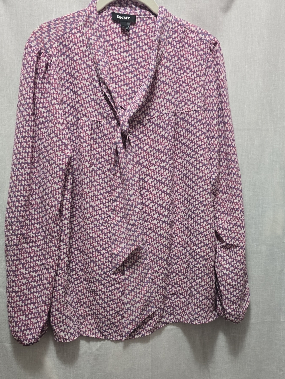 DKNY Purple and White Printed Long-Sleeve Dress Shirt